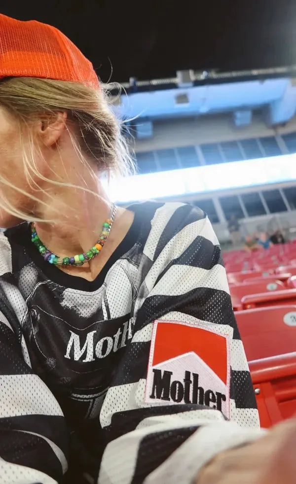 Mother Racing Striped Mesh Top