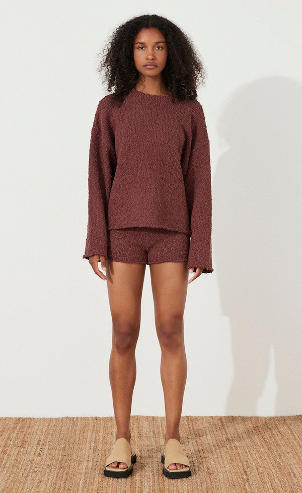 Currant Panelled Knit Top