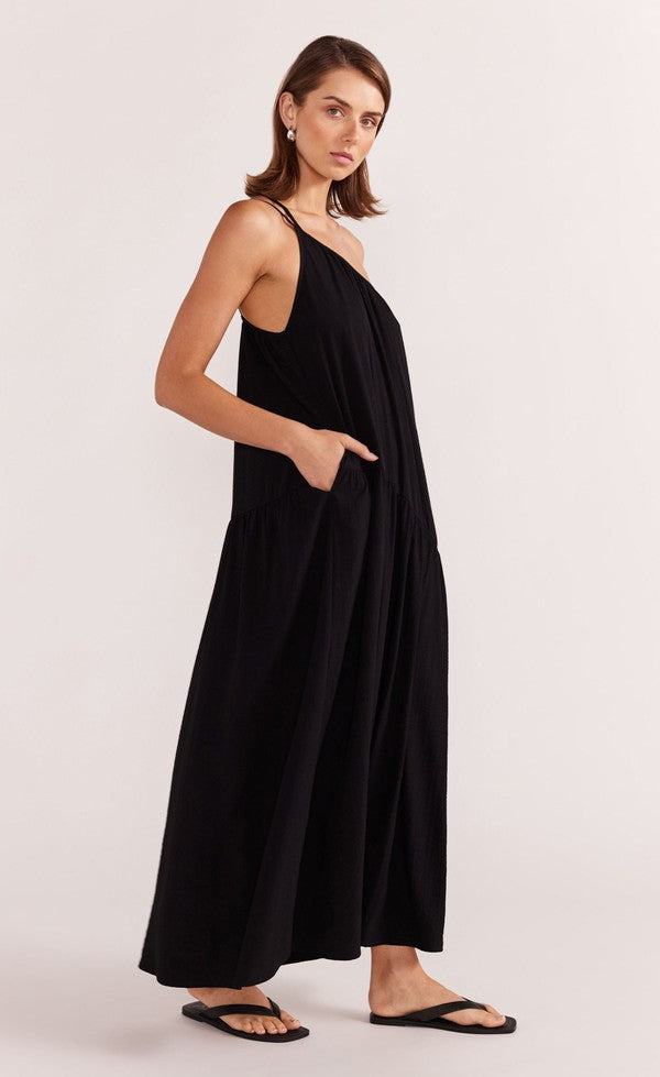 EVA ONE SHOULDER MAXI DRESS - BLACK