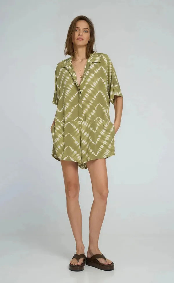 Del Rio Playsuit - Celestial Tie Dye/Matcha