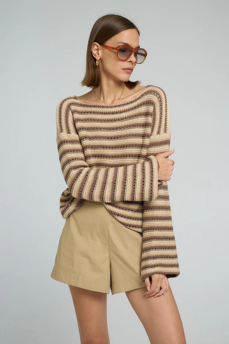 Collectiva Stripe Knit Top Earth Stripe