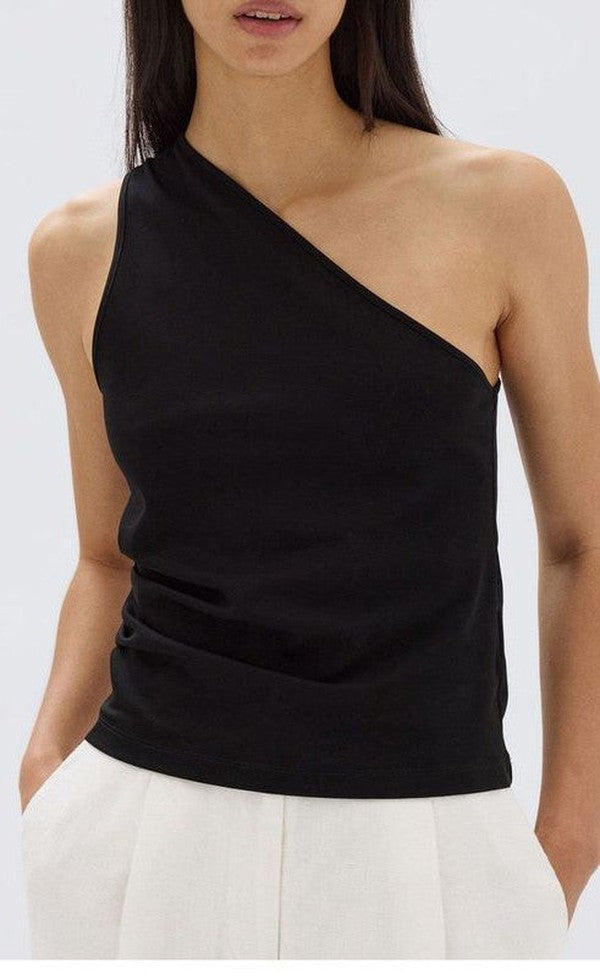 Orchid Jersey One Shoulder Top - Black