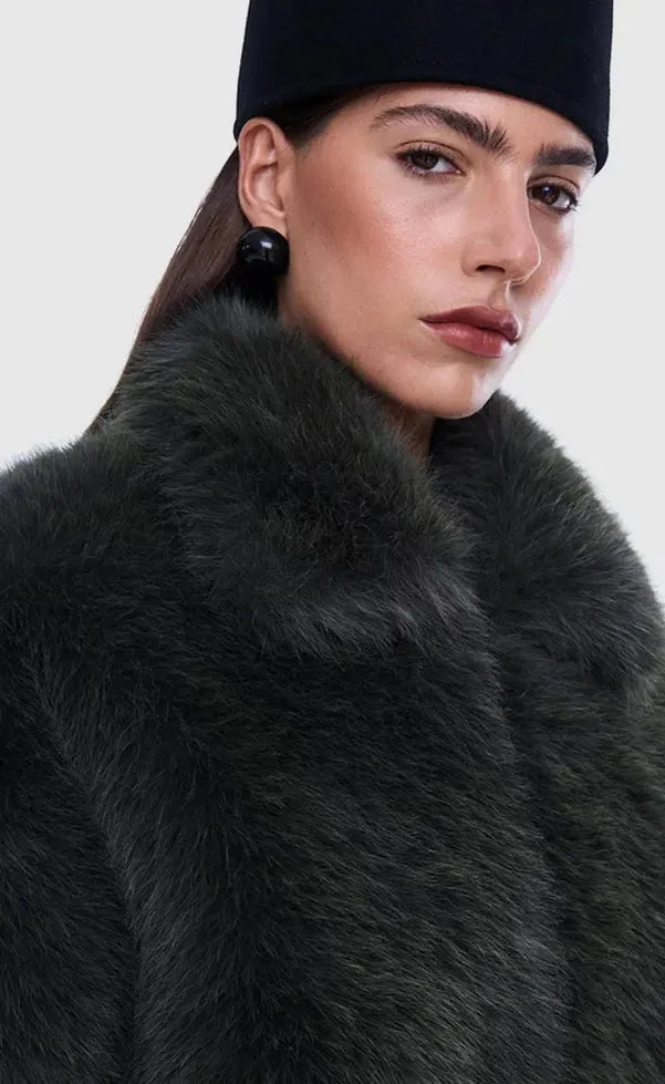 Daphne Faux Fur Bomber - Olive