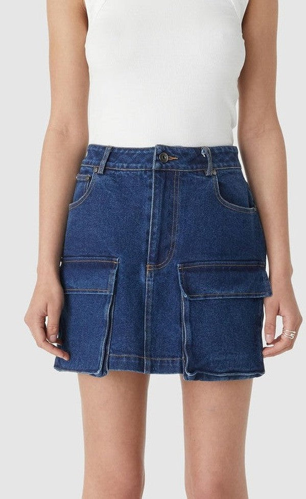 Aled Denim Mini Skirt - French Indigo