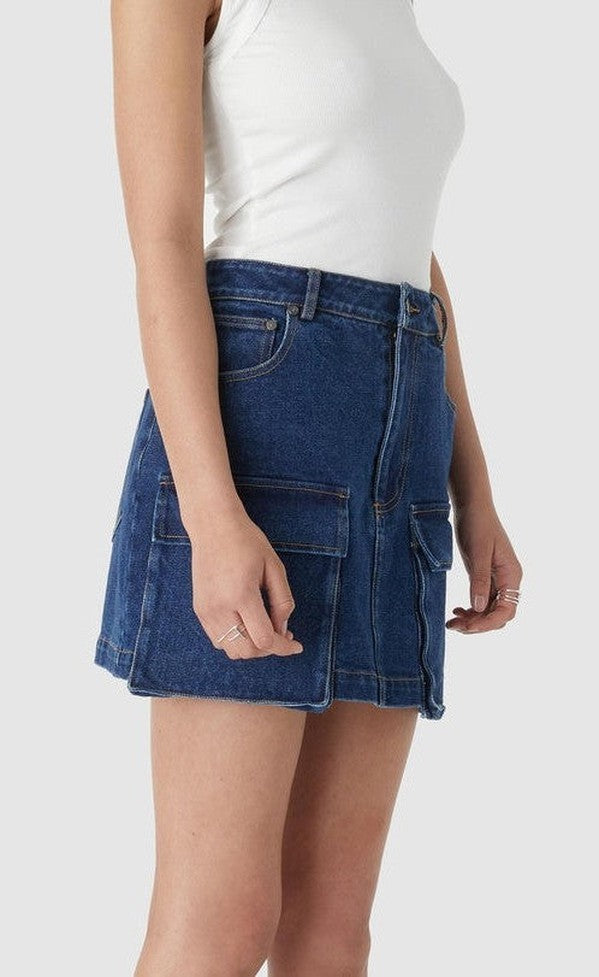Aled Denim Mini Skirt - French Indigo