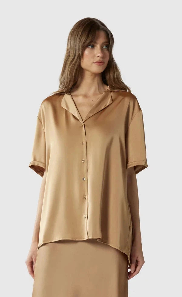 Manhattan Satin Shirt - Bronze