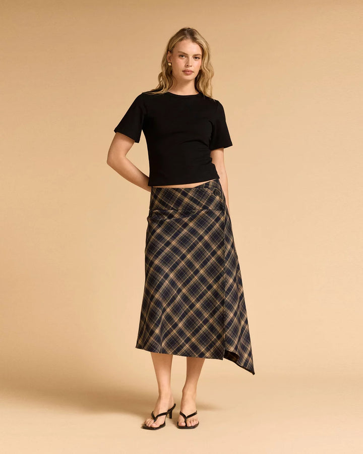 Wrap Plaid Skirt