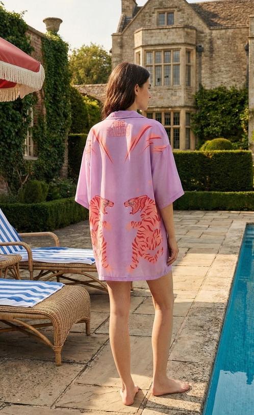 Osaka Silk Tiger Shirt Dress