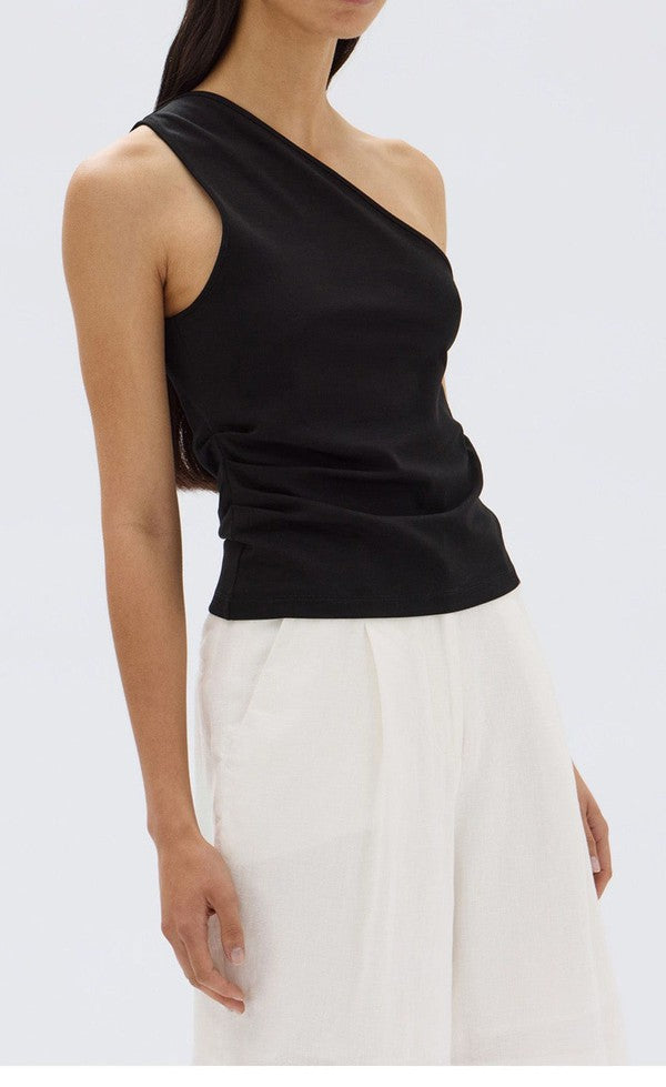 Orchid Jersey One Shoulder Top - Black