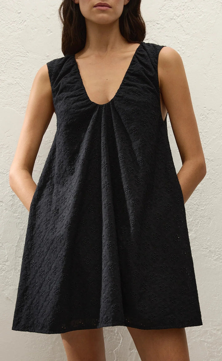 Juana Mini Dress Valentina Broderie Black