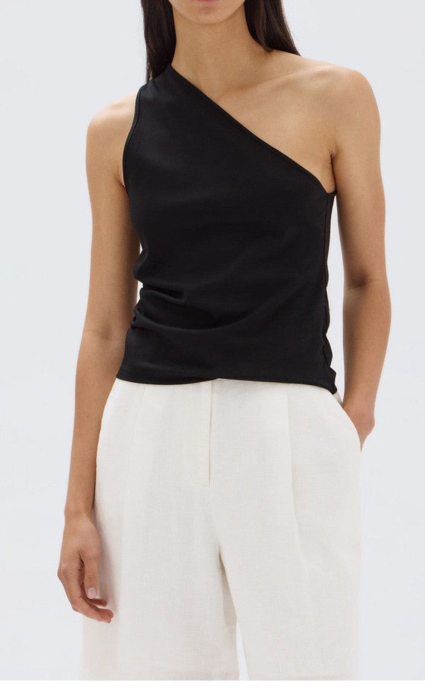 Orchid Jersey One Shoulder Top - Black