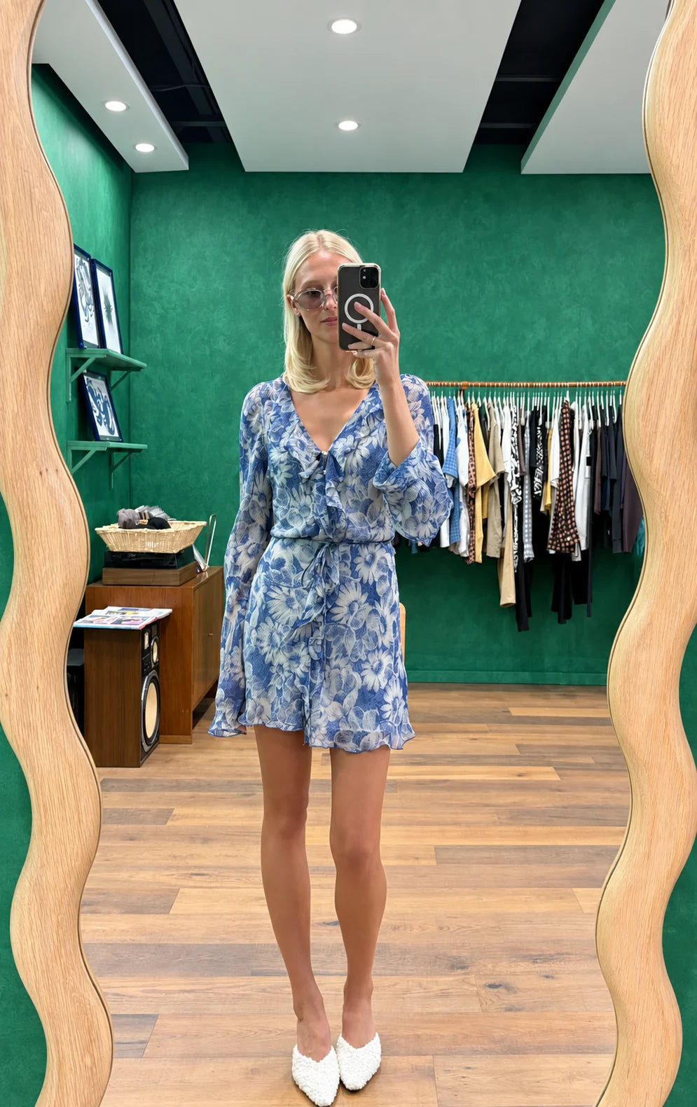 Lilia Ruffle Long Sleeve Mini Dress - Daisy Meadow