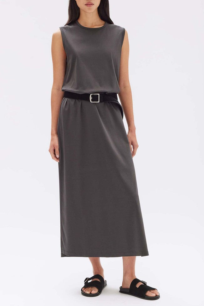 Madison Silk Blend Tank Dress - Washed Black