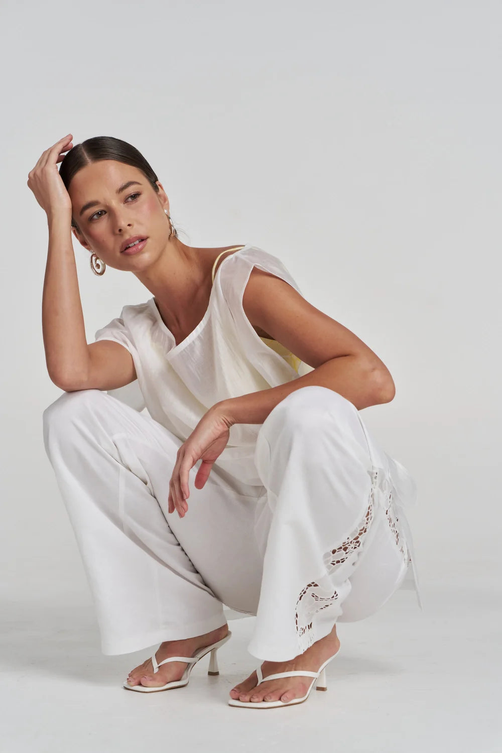 Relaxed Anglaise Pant - White