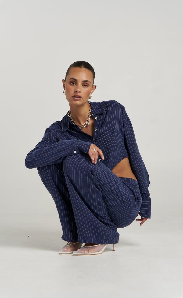 Boss Pant - Pinstripe Navy