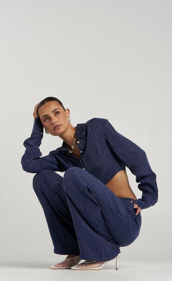Boss Pant - Pinstripe Navy