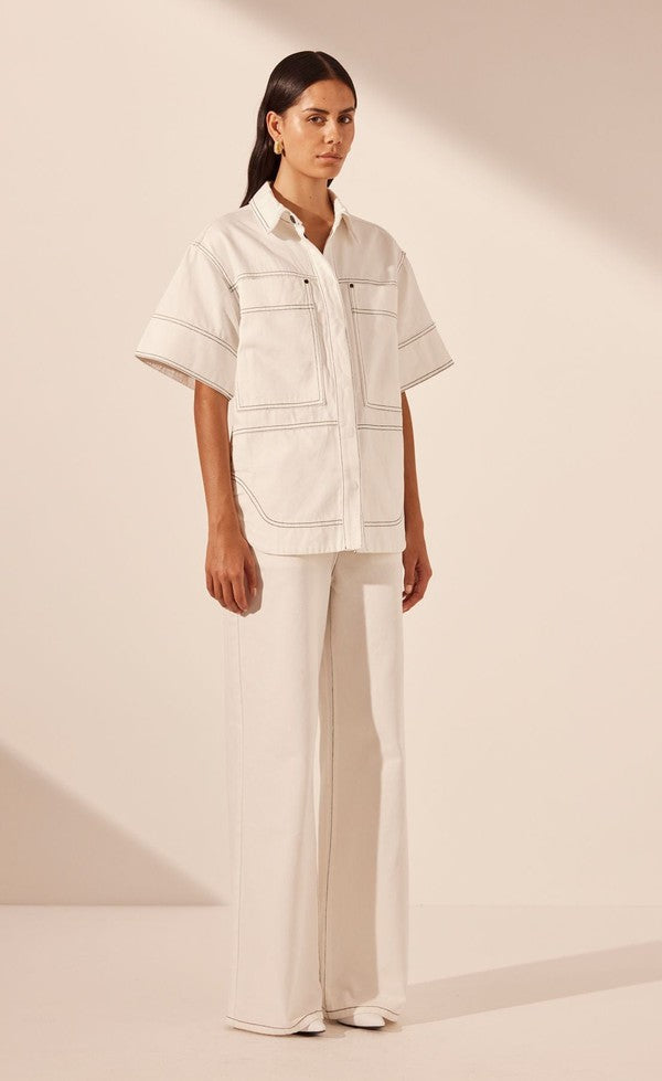 Hana Short Sleeve Shirt - Ivory Ivy