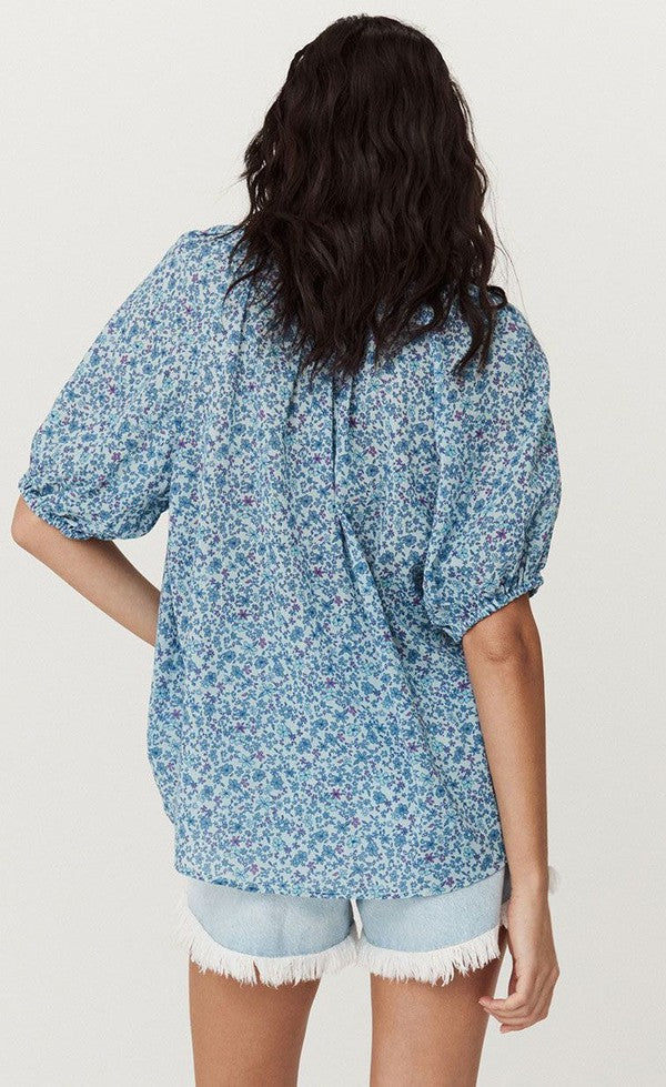 Love Jetty Short Sleeve Blouse - Blue Nirvana