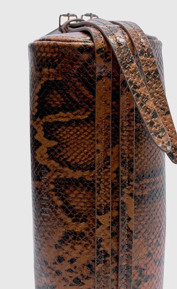 Brooke Mini Barrel Bag - Brunette Python