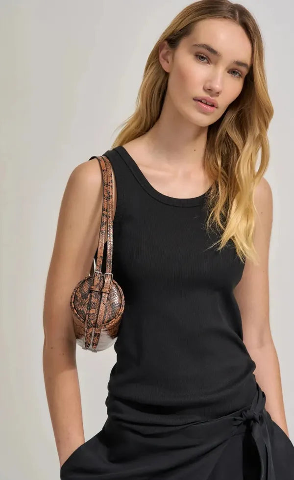 Brooke Mini Barrel Bag - Brunette Python