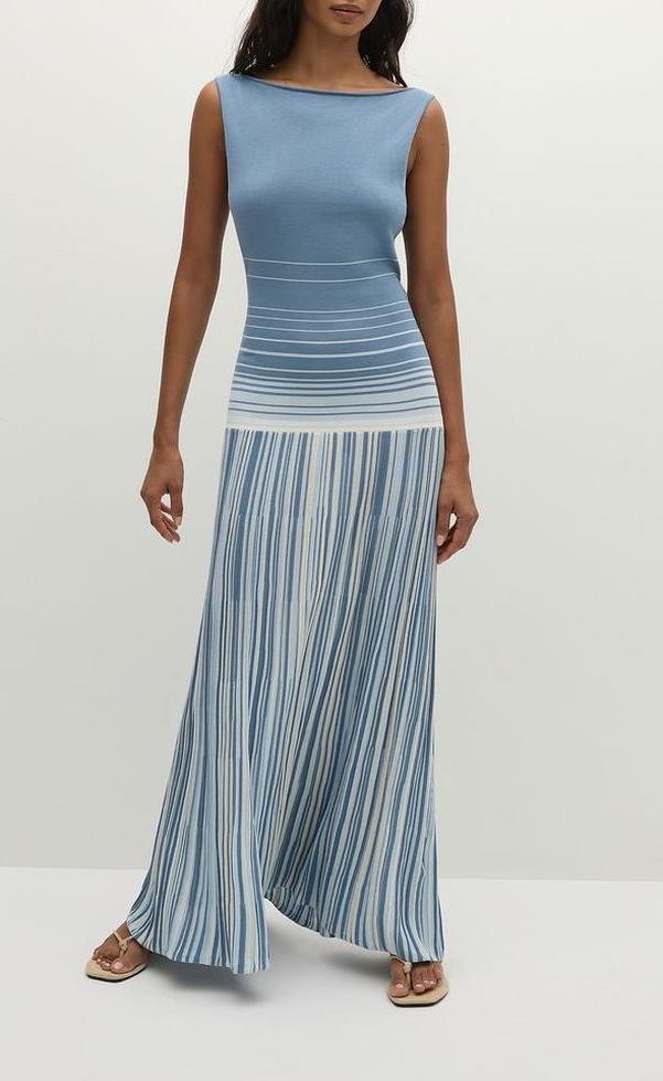 Xyla Maxi Dress -  Accordion Mineral Stripe