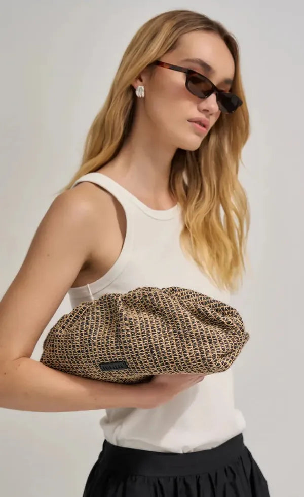 Rhi Clutch - Raffia Stripe
