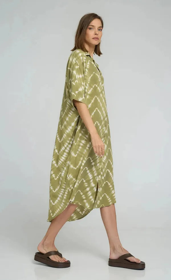 Georgie Shirt Dress - Celestial Tie Dye/Matcha