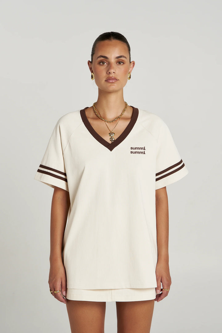 Reverie V Neck - Vanilla/Espresso