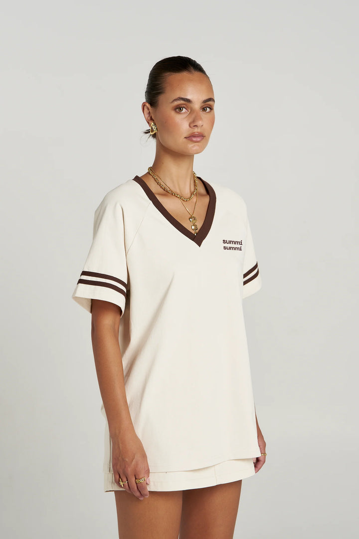 Reverie V Neck - Vanilla/Espresso
