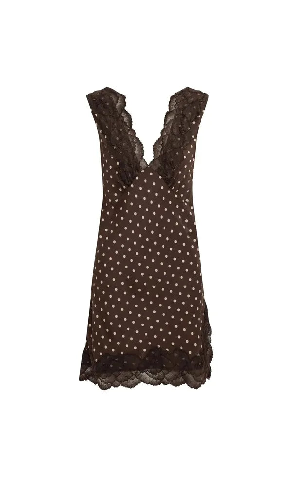 Annie Silk Mini Dress - Cacao Spot