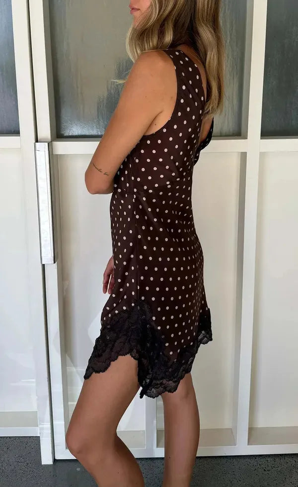 Annie Silk Mini Dress - Cacao Spot