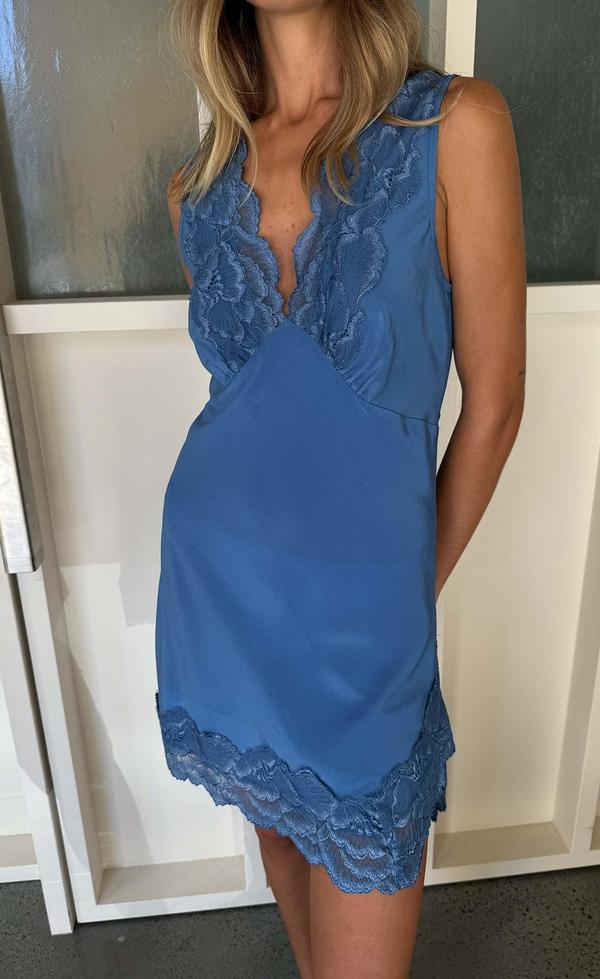 Annie Silk Mini Dress - Cornflower