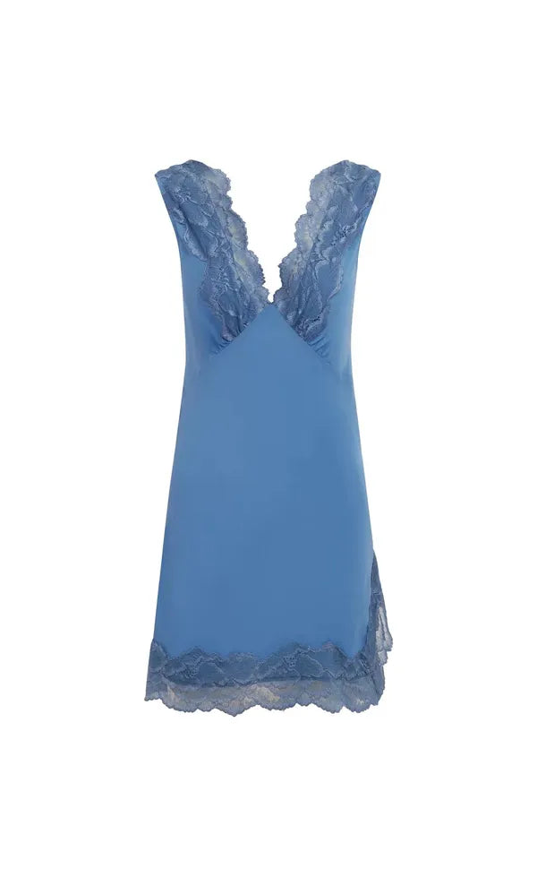 Annie Silk Mini Dress - Cornflower