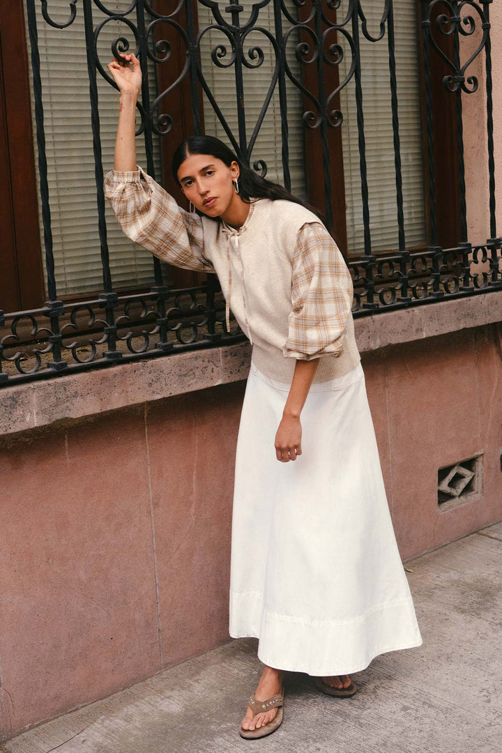 Cora long Sleeve Blouse - Fawn Plaid