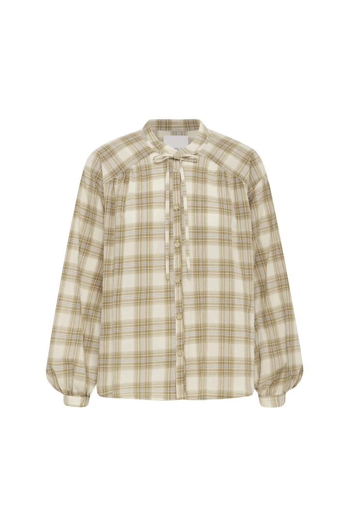 Cora long Sleeve Blouse - Fawn Plaid