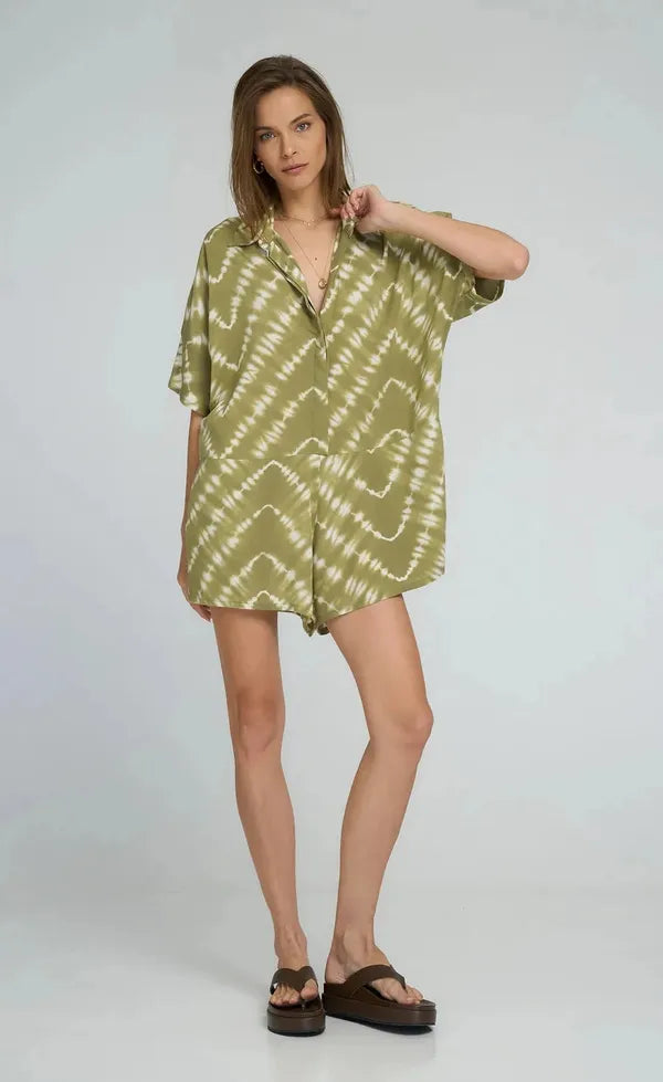 Del Rio Playsuit - Celestial Tie Dye/Matcha