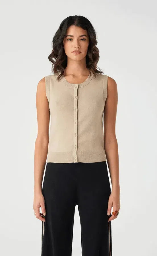 Finley Button Up Vest - Taupe