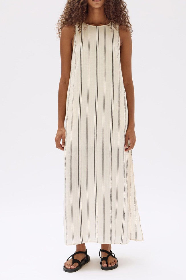 Milos Stripe Maxi Dress - Cream/Black