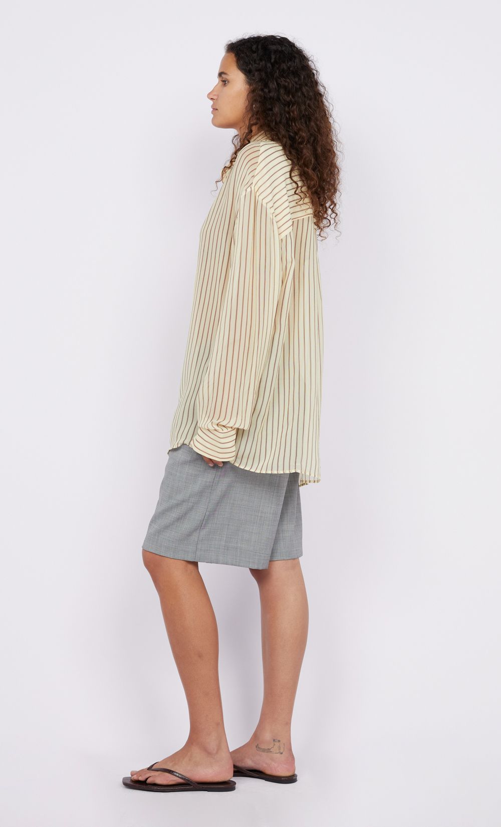 Anise Shirt - Butter/Plum Stripe