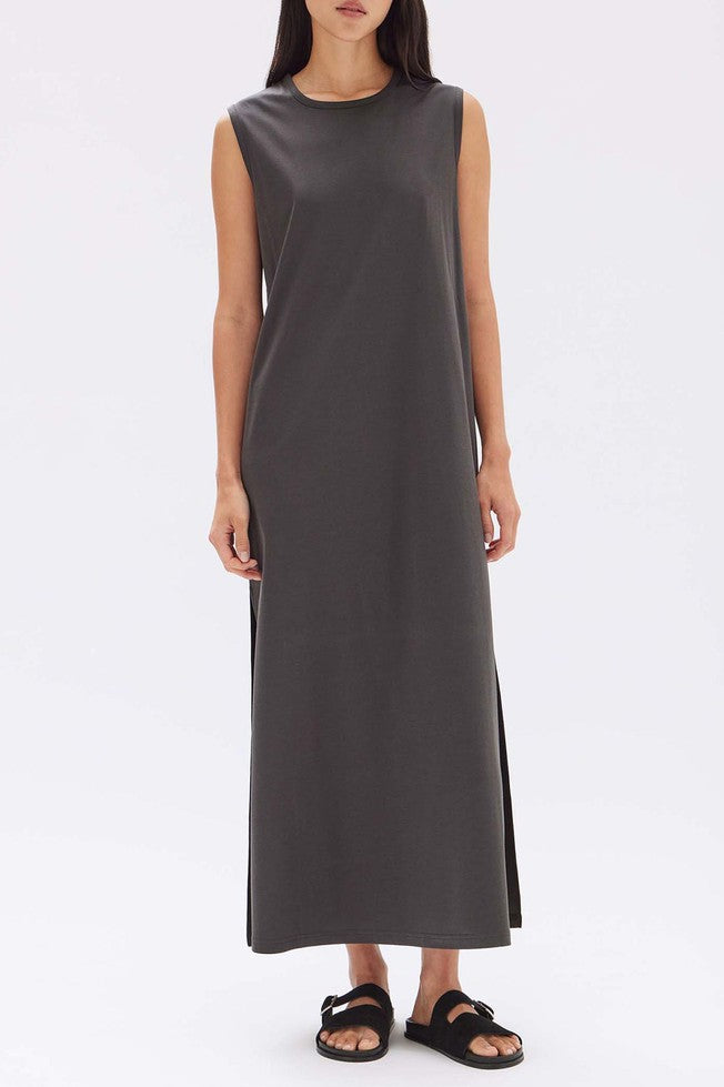 Madison Silk Blend Tank Dress - Washed Black